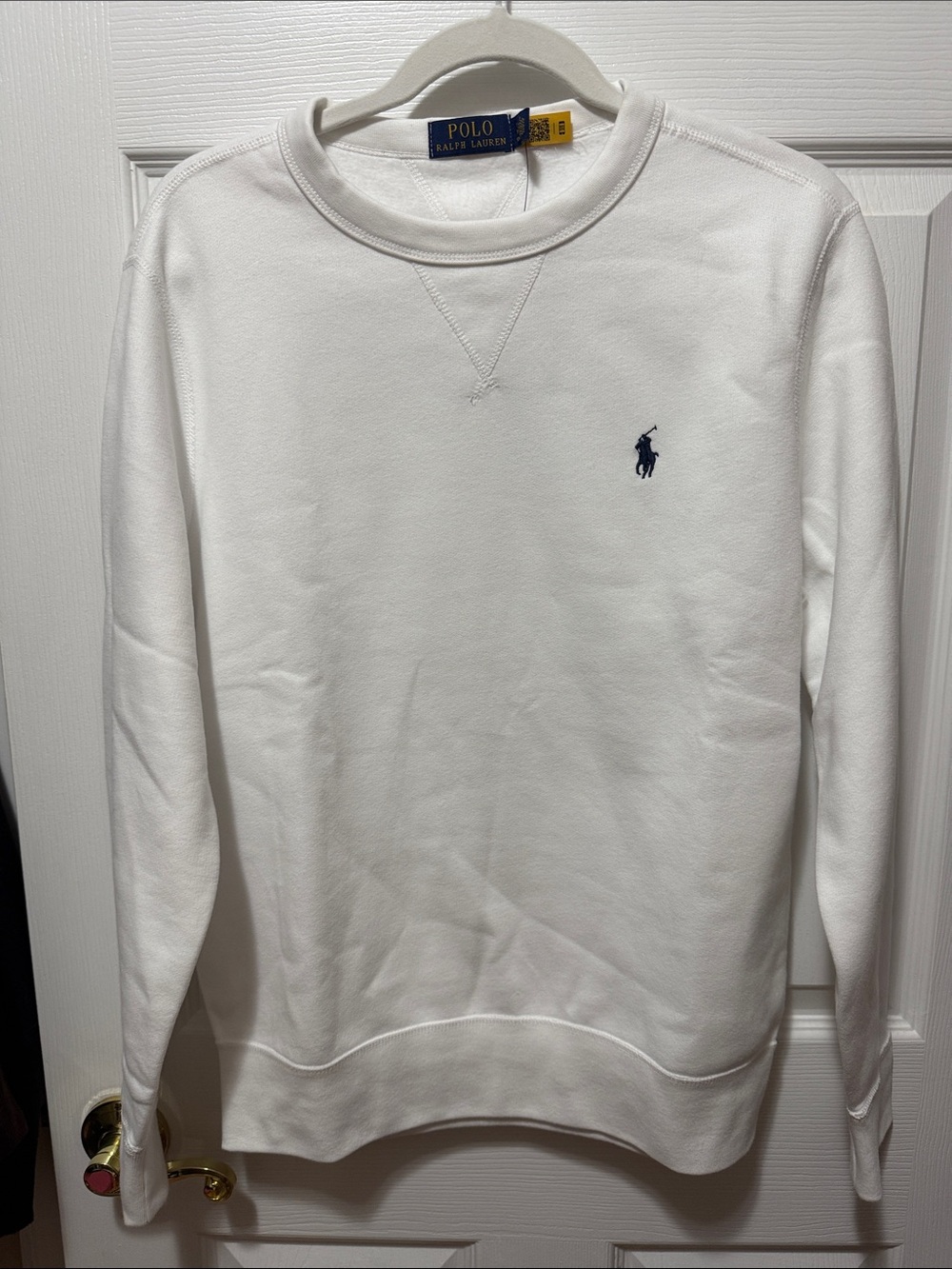 Ralph Lauren White Crewneck Sweatshirt with Navy Pony